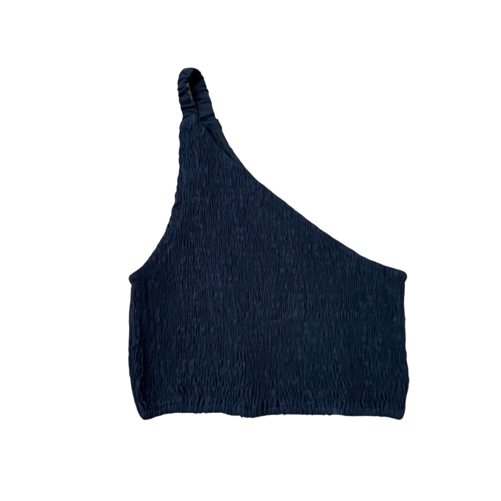 Faithfull The Brand Le Manoa One Shoulder Smocked Linen Top Black Sz. 4 (Small) - Picture 2 of 8
